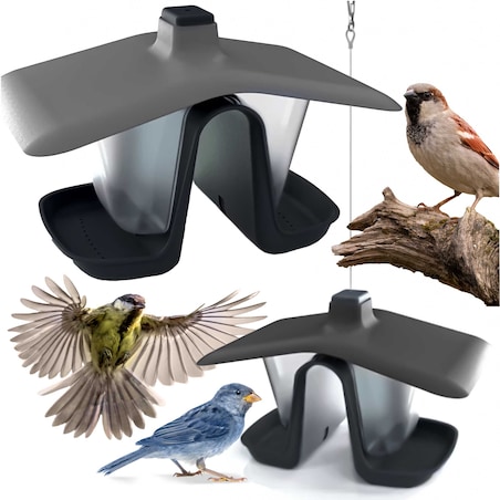 Karmnik Dla Ptaków 27X18 Cm Stojący Wiszący Plastikowy Podwójny Budka