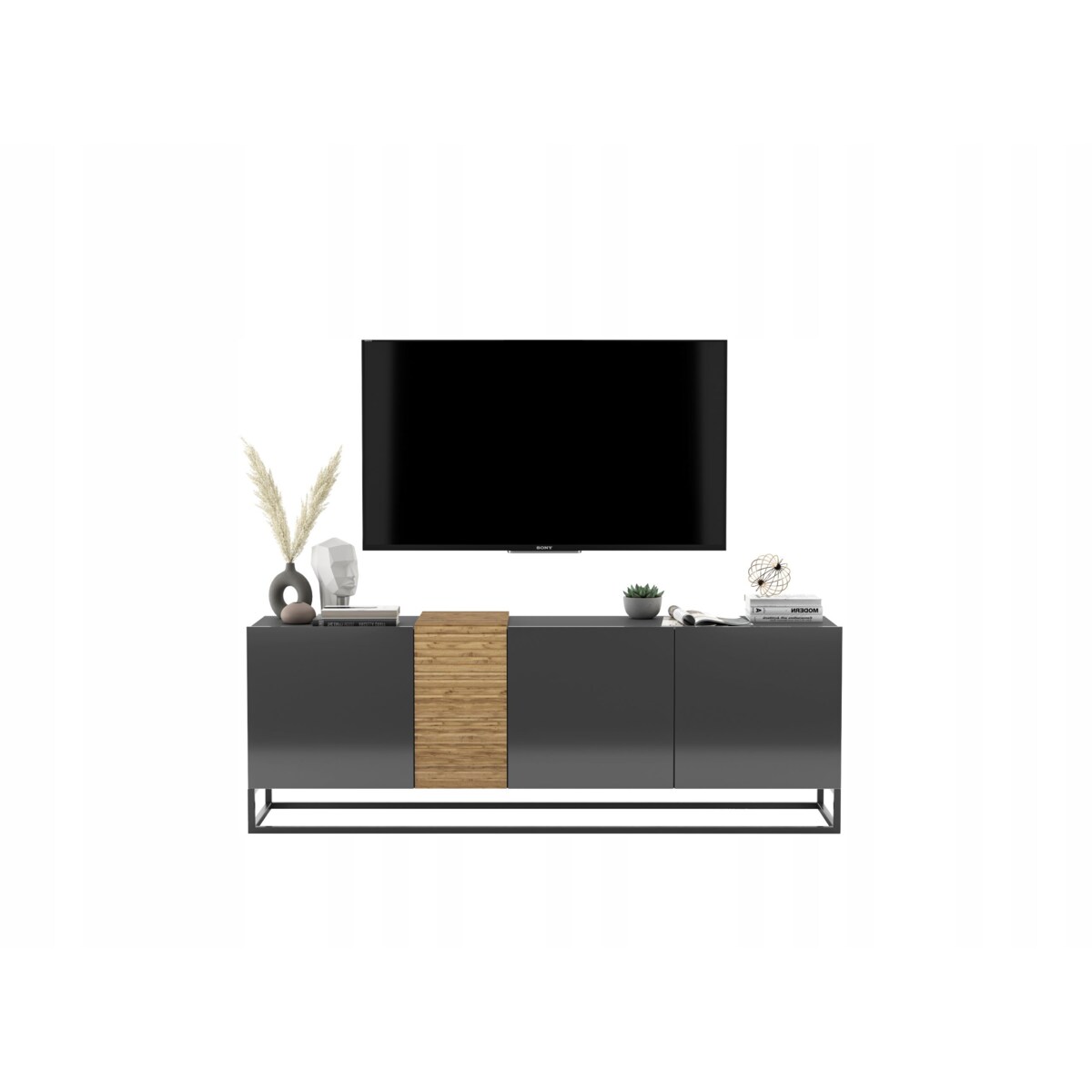 Szafka RTV Loft Komoda RTV Loft Grafit Połysk 160 cm