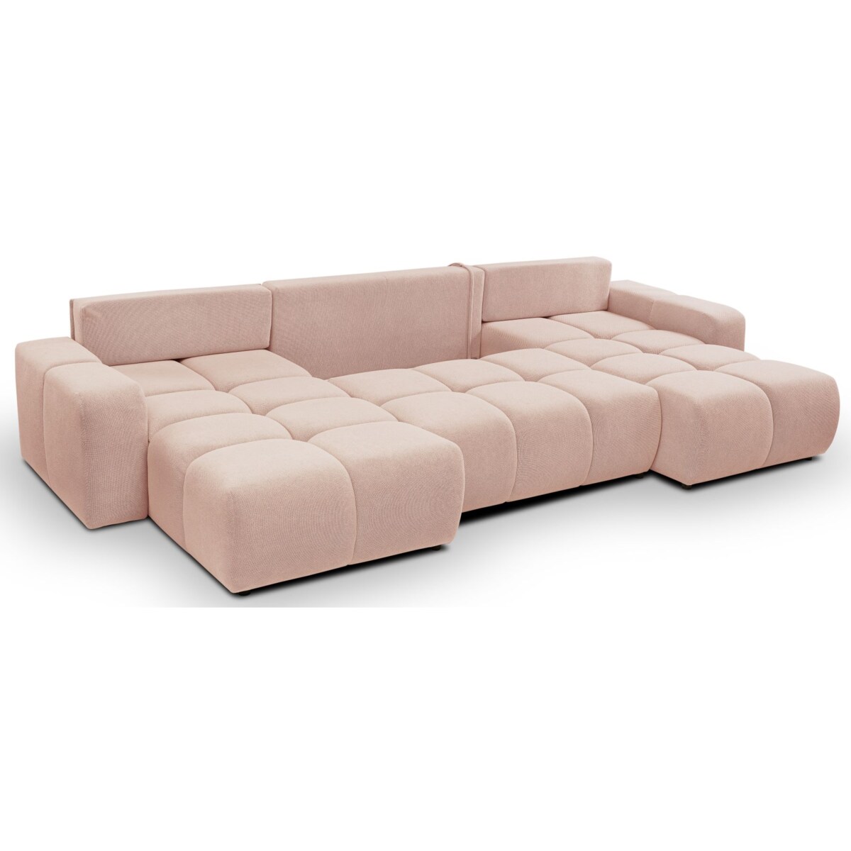 Nowoczesny Narożnik U SOHI z funkcją spania, Curio 60 - Jasny róż