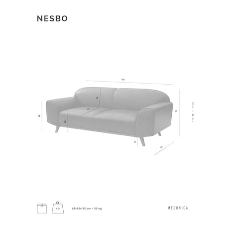 Sofa 2-osobowa Nesbo - rózowa