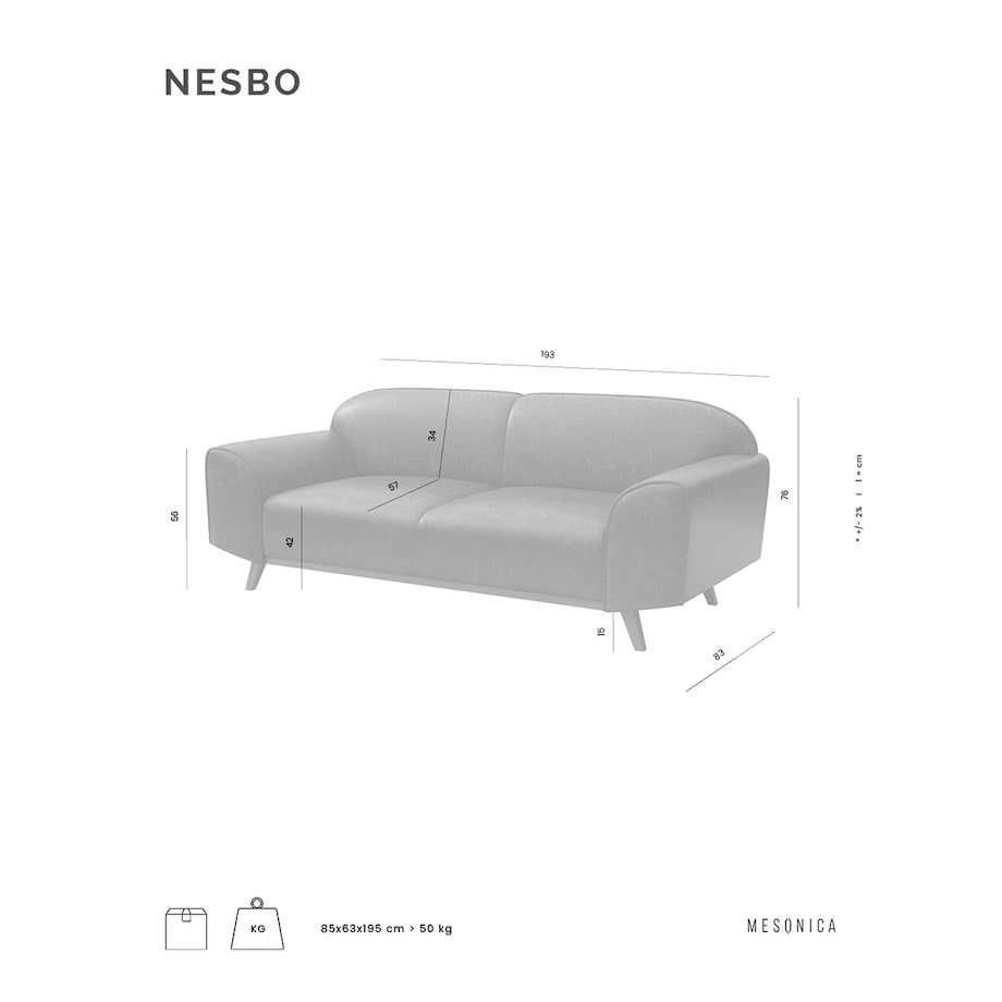 Sofa 2-osobowa Nesbo - rózowa