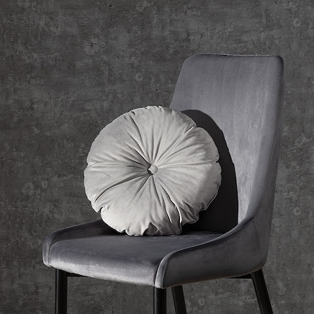 Poduszka okrągła z guzikiem, srebrzysty szary, ⌀37 cm, Velvet