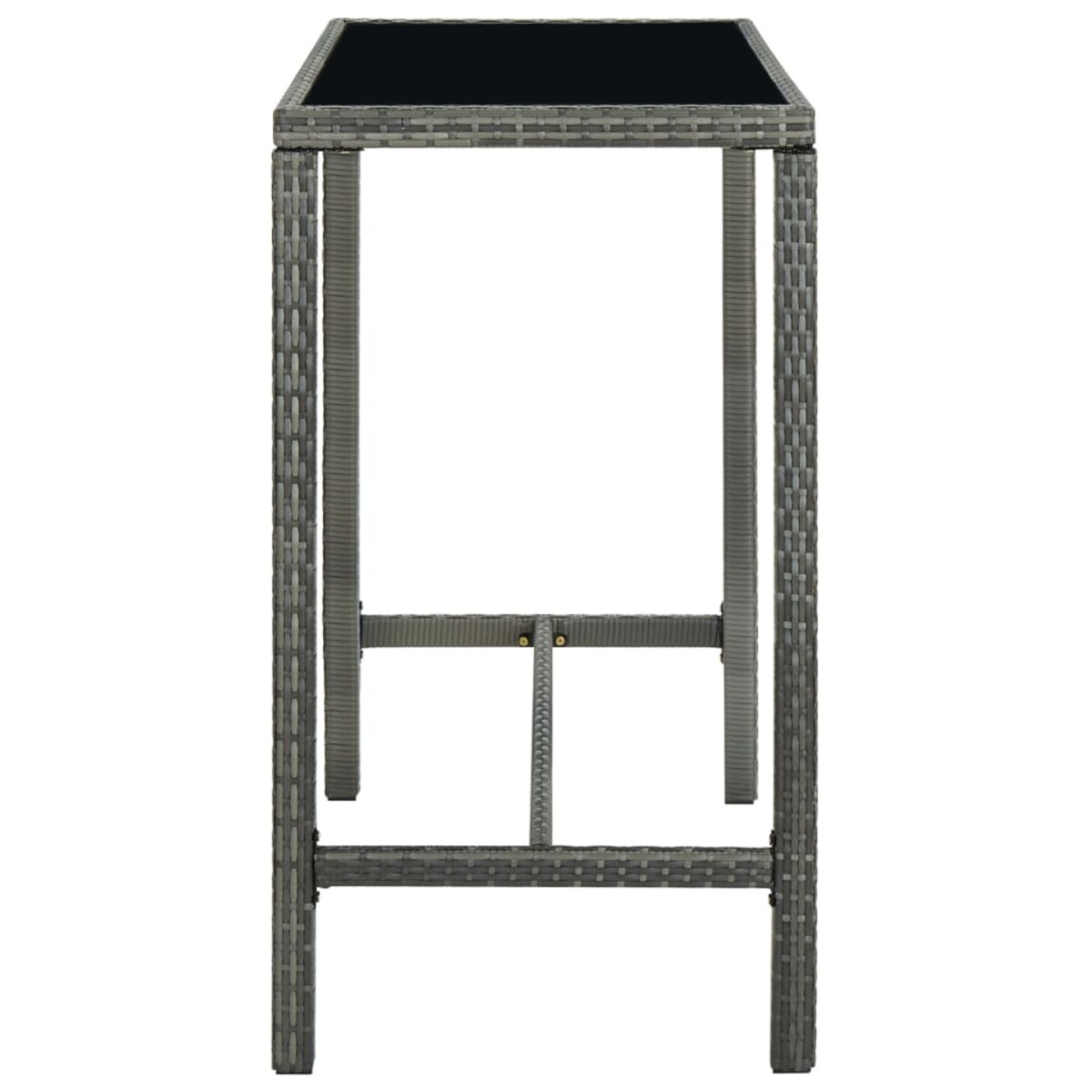 vidaXL Ogrodowy stolik barowy, szary 130x60x110 cm, polirattan i szkło