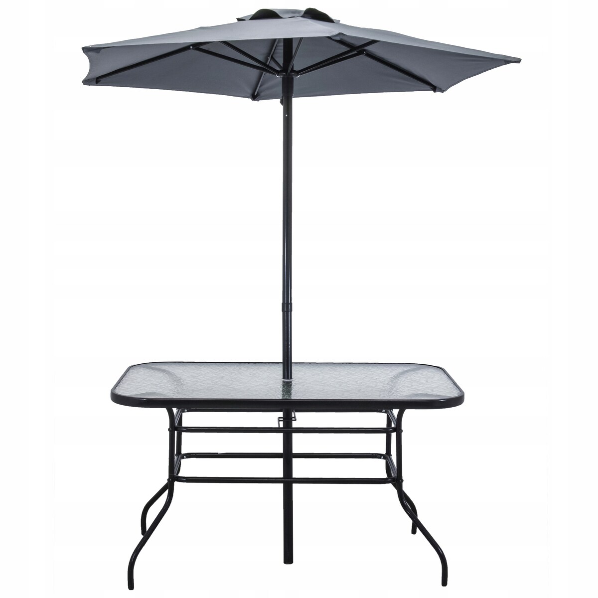 Meble Na Ogród Taras Komplet Stół 6 Krzeseł Parasol Zestaw Mebli Ogrodowy