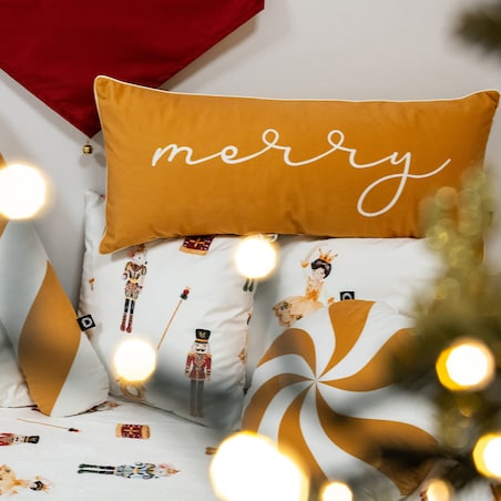 Poduszka XMAS wzór XM35 | Musztardowe Merry 30 x 70 cm