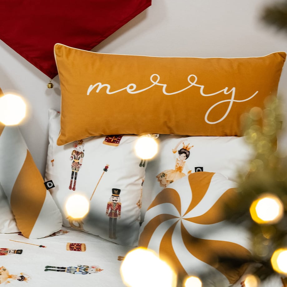 Poduszka XMAS wzór XM35 | Musztardowe Merry 30 x 70 cm