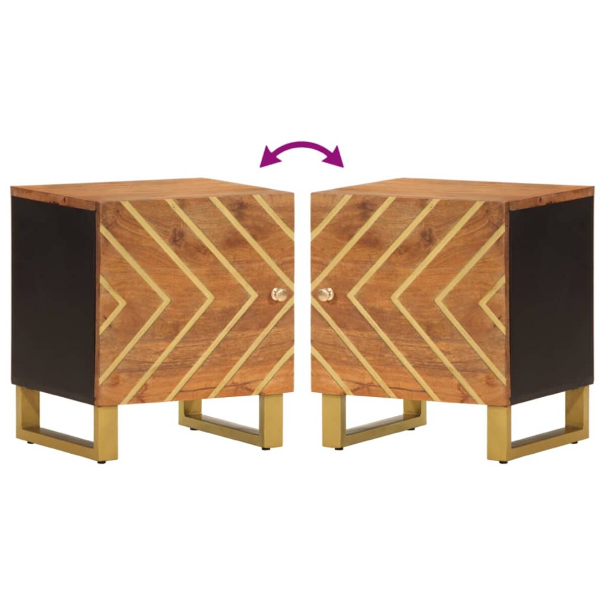 vidaXL Szafki nocne, 2 szt., brązowo-czarne, lite drewno mango