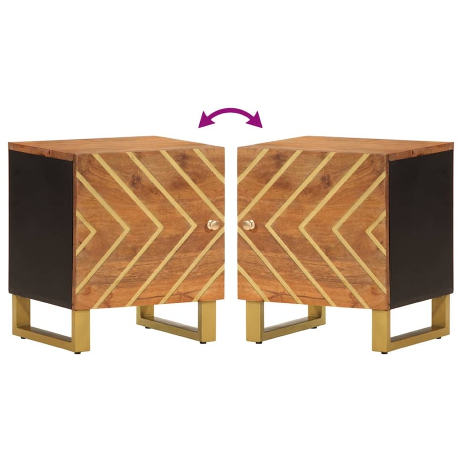 vidaXL Szafki nocne, 2 szt., brązowo-czarne, lite drewno mango