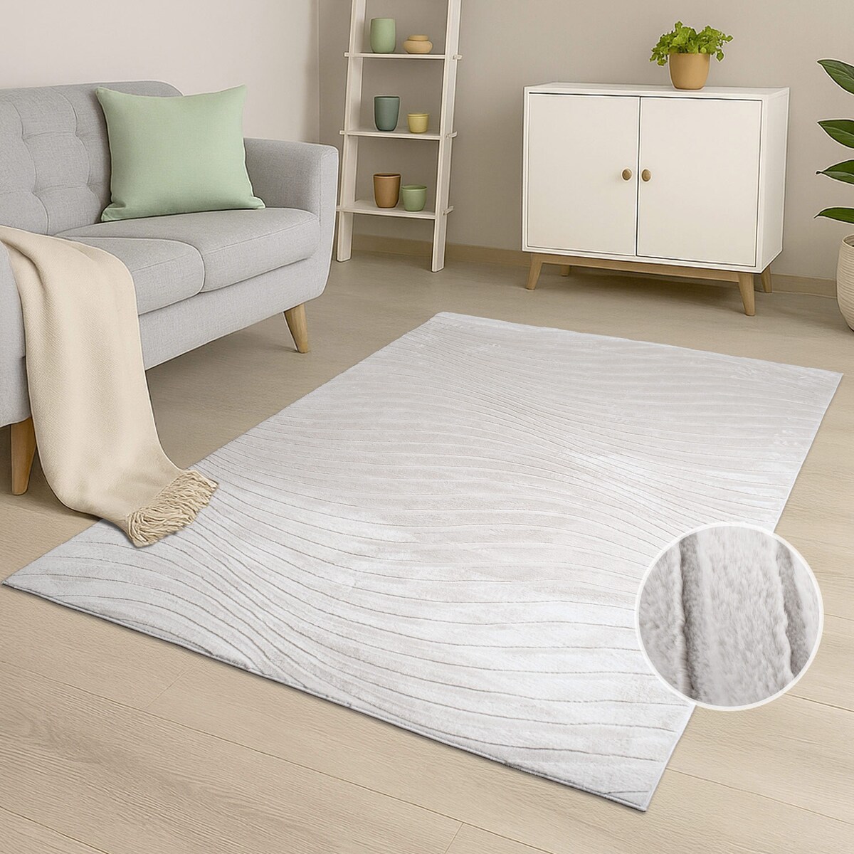 Dywan nowoczesny 3D, miękki Waving 5030 Jasnoszary/Taupe 120x170