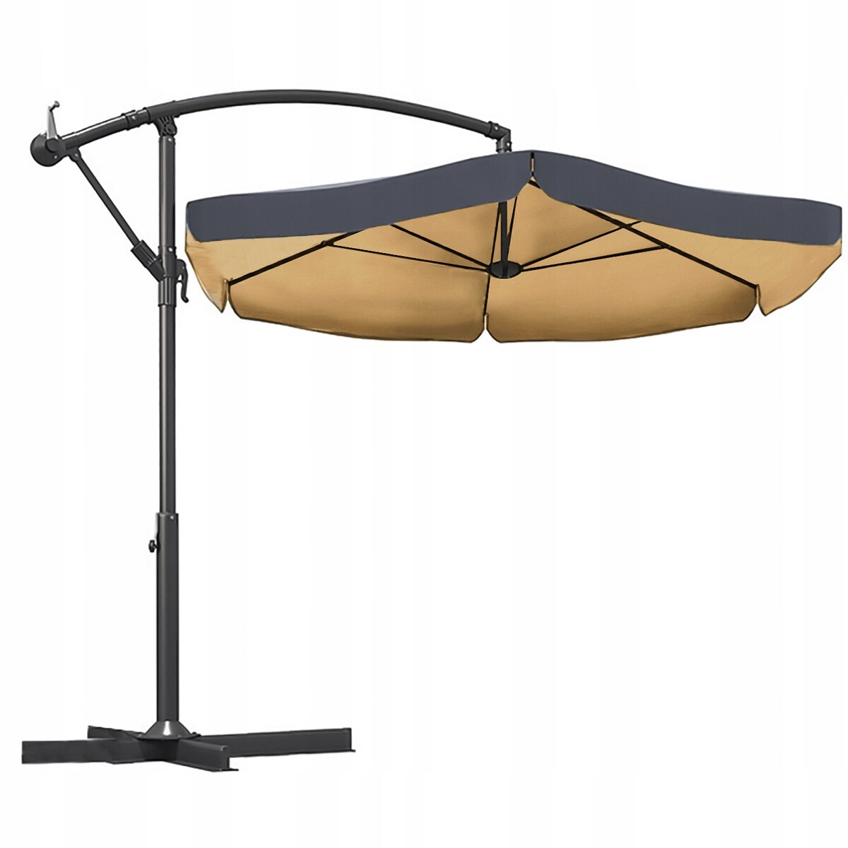 Parasol Ogrodowy Z Wysięgnikiem 350 Cm Duży Solidny Na Podstawie Składany