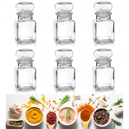 POJEMNIK SŁOICZEK NA PRZYPRAWY herbatę kuchenny 6 x 120 ml mały szklany