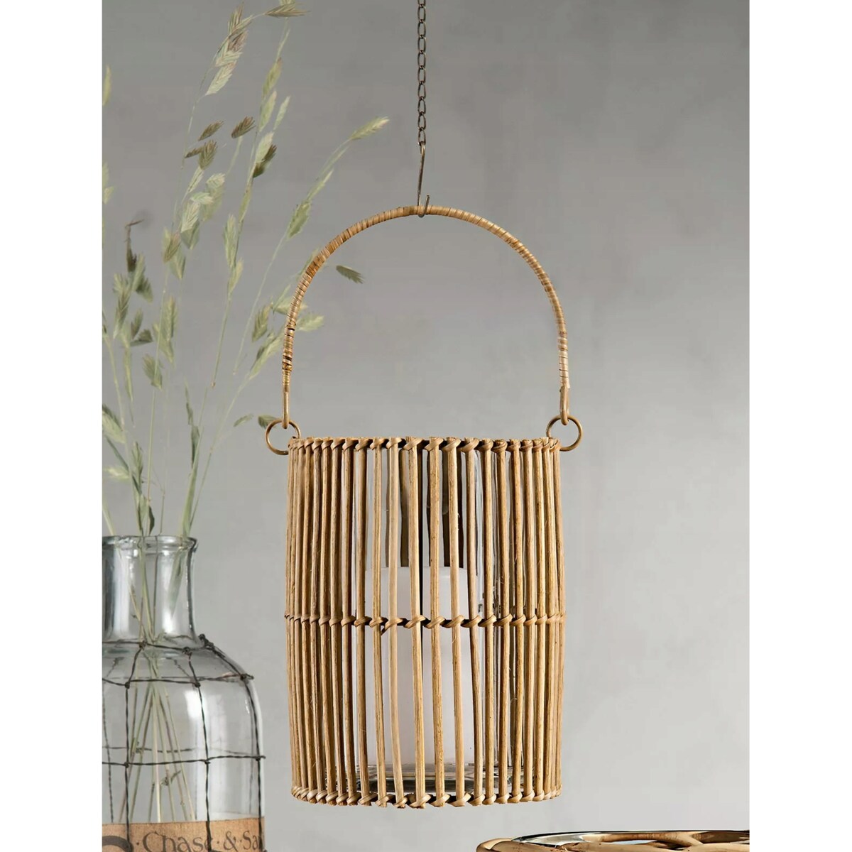 LAMPION LATARNIA BOHO BAMBUS świecznik naturalny stojący do powieszenia