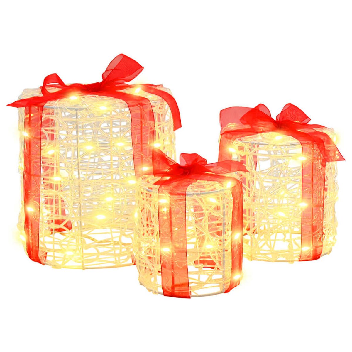 vidaXL Dekoracja Pudełka Prezentowego 3 pcs Ciepła biel