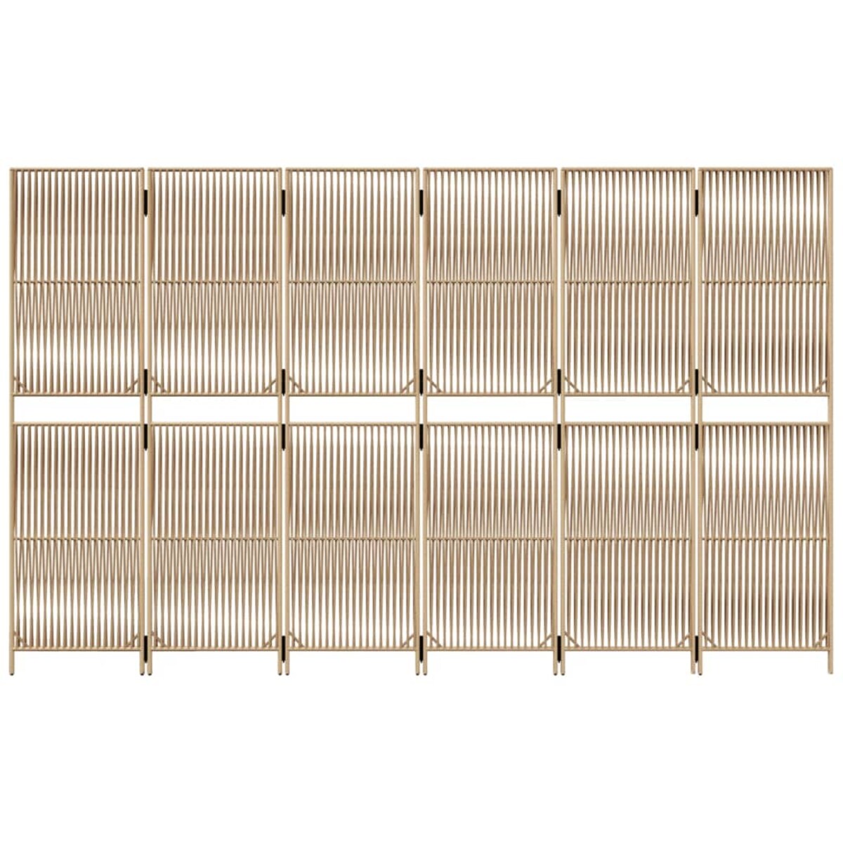 vidaXL Parawan 6-panelowy, beżowy, polirattan