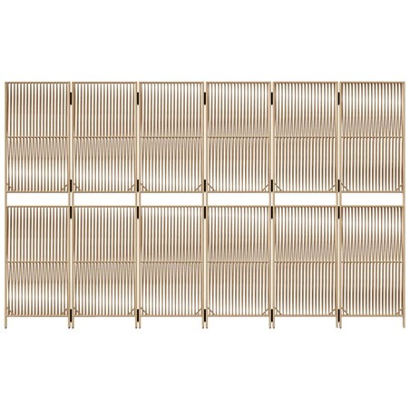 vidaXL Parawan 6-panelowy, beżowy, polirattan