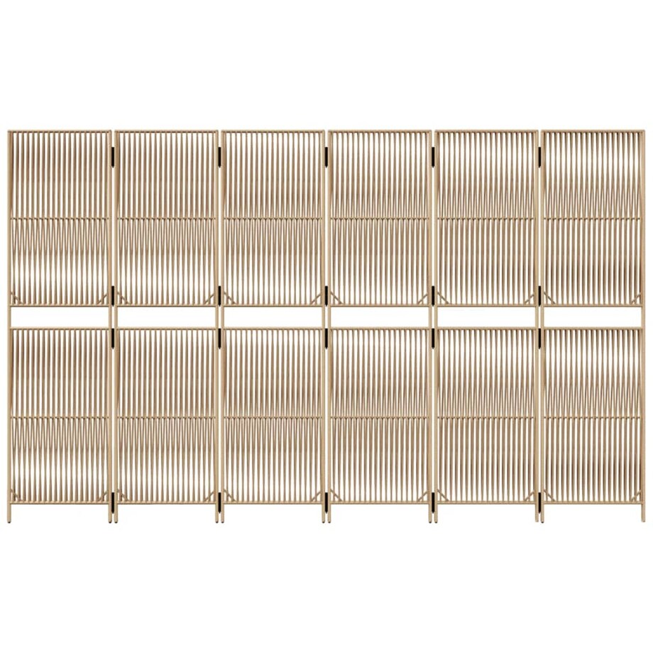 vidaXL Parawan 6-panelowy, beżowy, polirattan