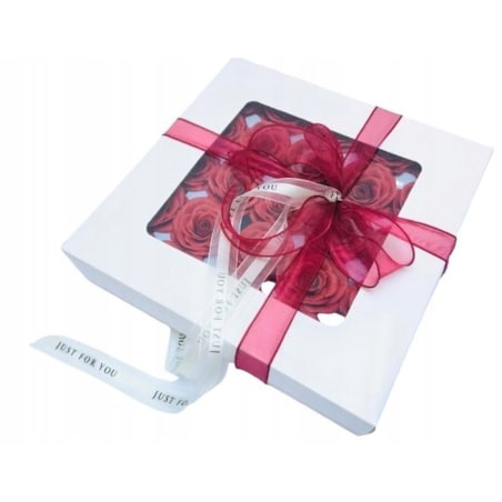 FLOWER BOX pudełko KWIATY MYDLANE róża czerwona jak żywa 25szt prezent