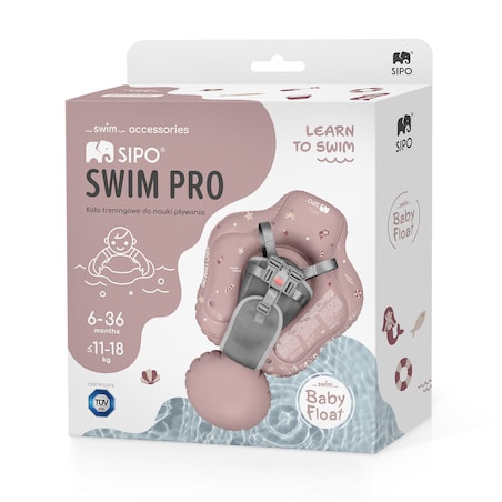 Sipo, Swim Pro, Dmuchane Koło Do Nauki Pływania Dla Niemowląt I Dzieci, Koło Treningowe, 6-36 Miesięcy, 11-18 Kg, Różowe