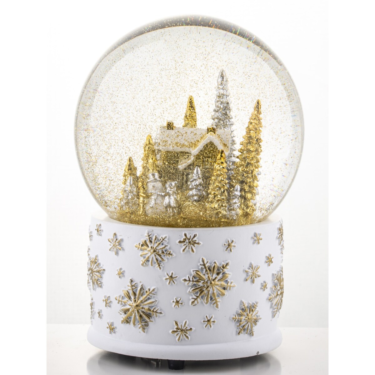 Szklana kula z pozytywką 17x11x11 cm srebrno-złota dekoracja