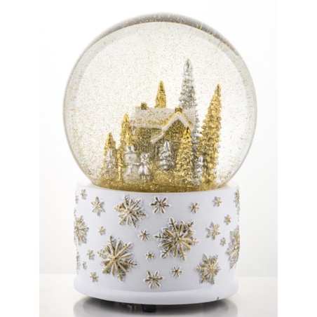 Szklana kula z pozytywką 17x11x11 cm srebrno-złota dekoracja