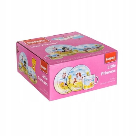 KOMPLET obiadowy śniadaniowy 3cz dla DZIECI księżniczka TALERZE box miska