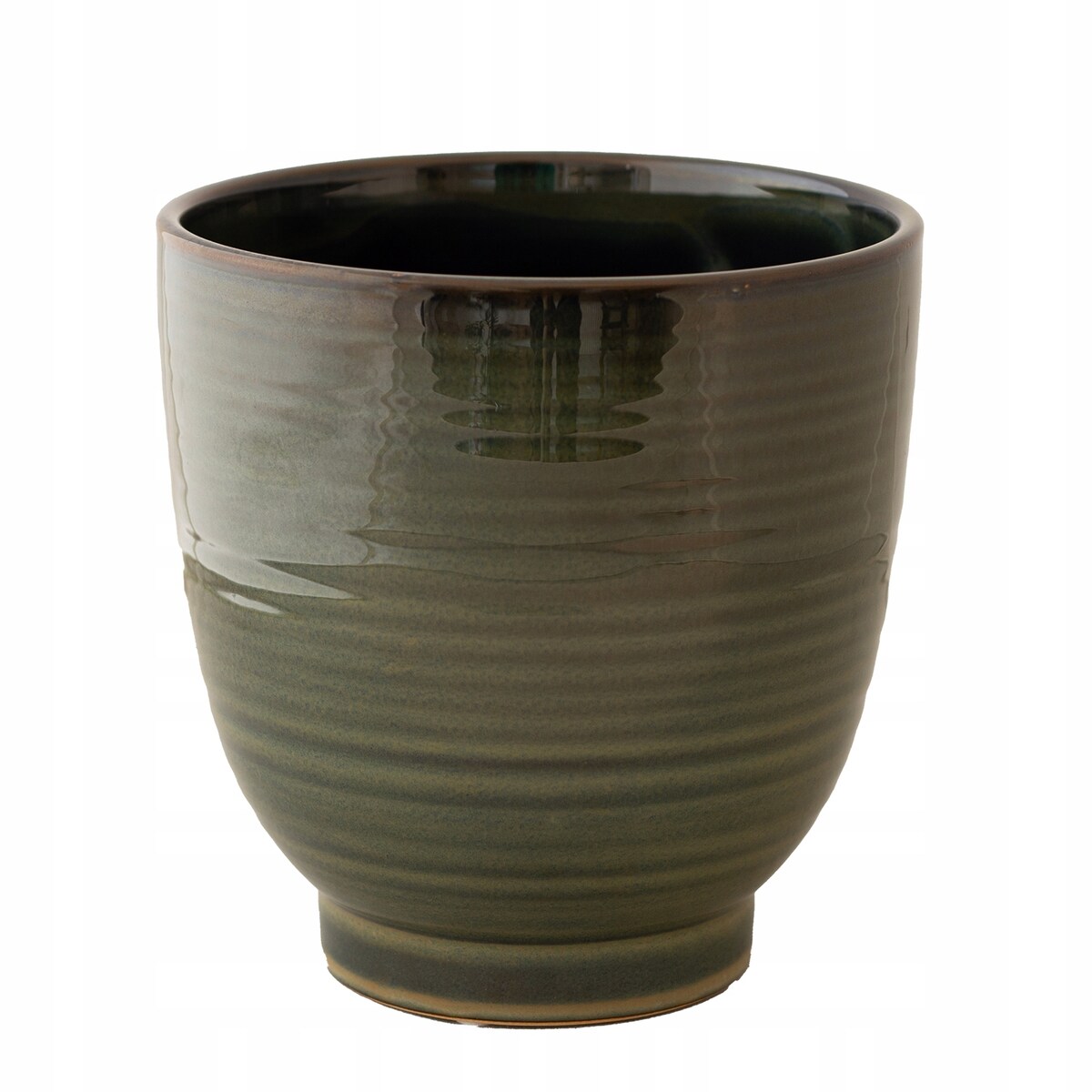 OSŁONKA DONICZKA WYSOKA CERAMICZNA ZIELONA do salonu połysk donica 17cm