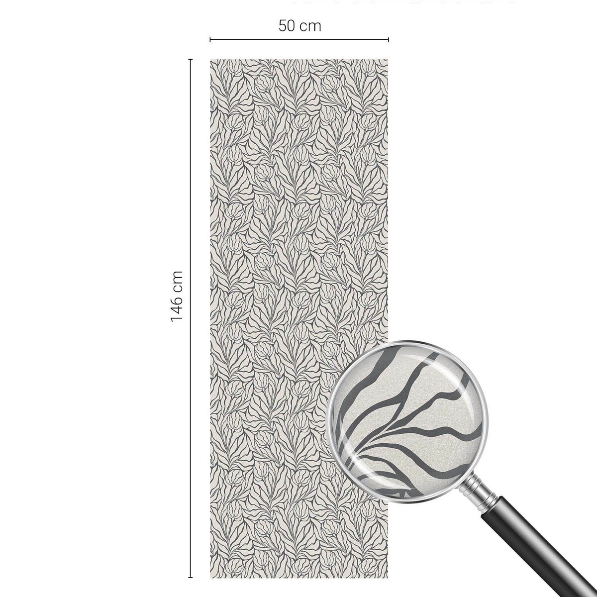 Naklejka na szybę dekoracyjna - Roślinny wzór klasyczna symetria - 50x146 cm