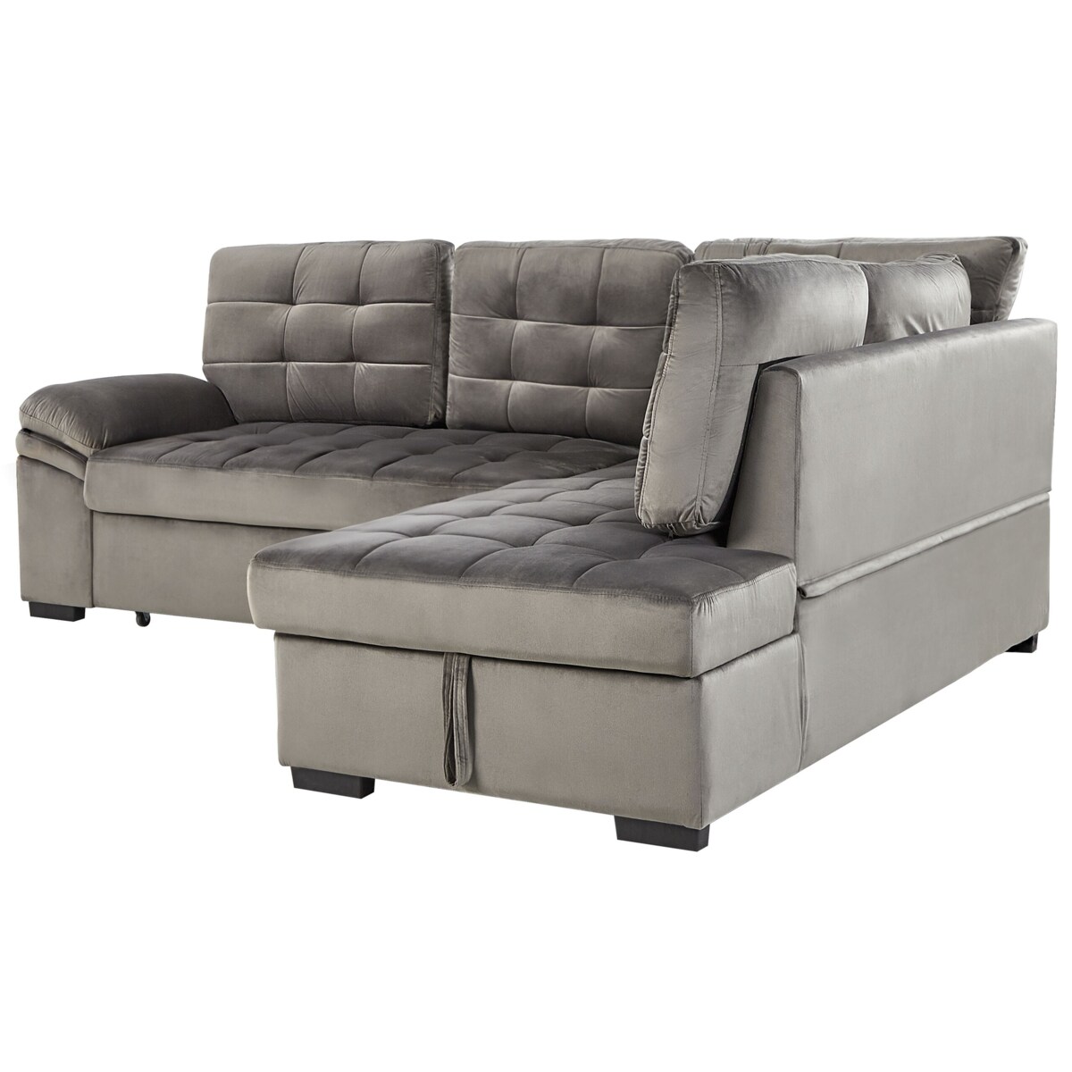 Narożnik welurowy lewostronny rozkładany szary VARNAMO