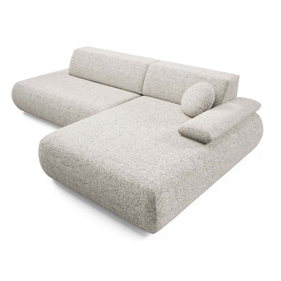 Narożnik rozkładany PENTI z pojemnikiem na pościel, prawy, beżowy