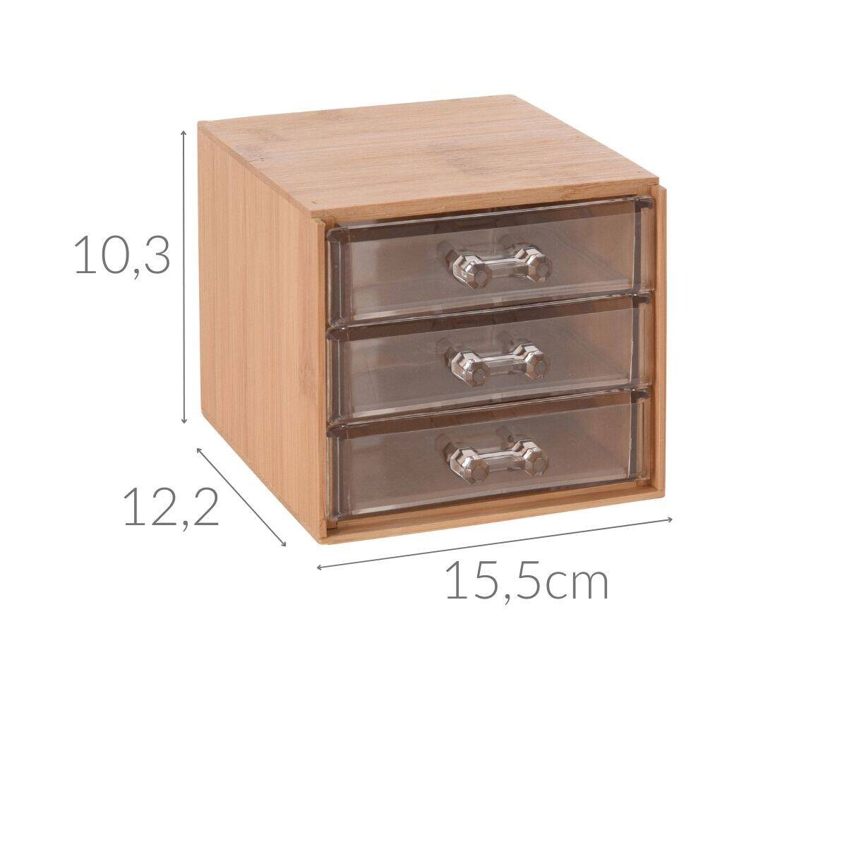 Organizer na kosmetyki z trzema przezroczystymi szufladkami