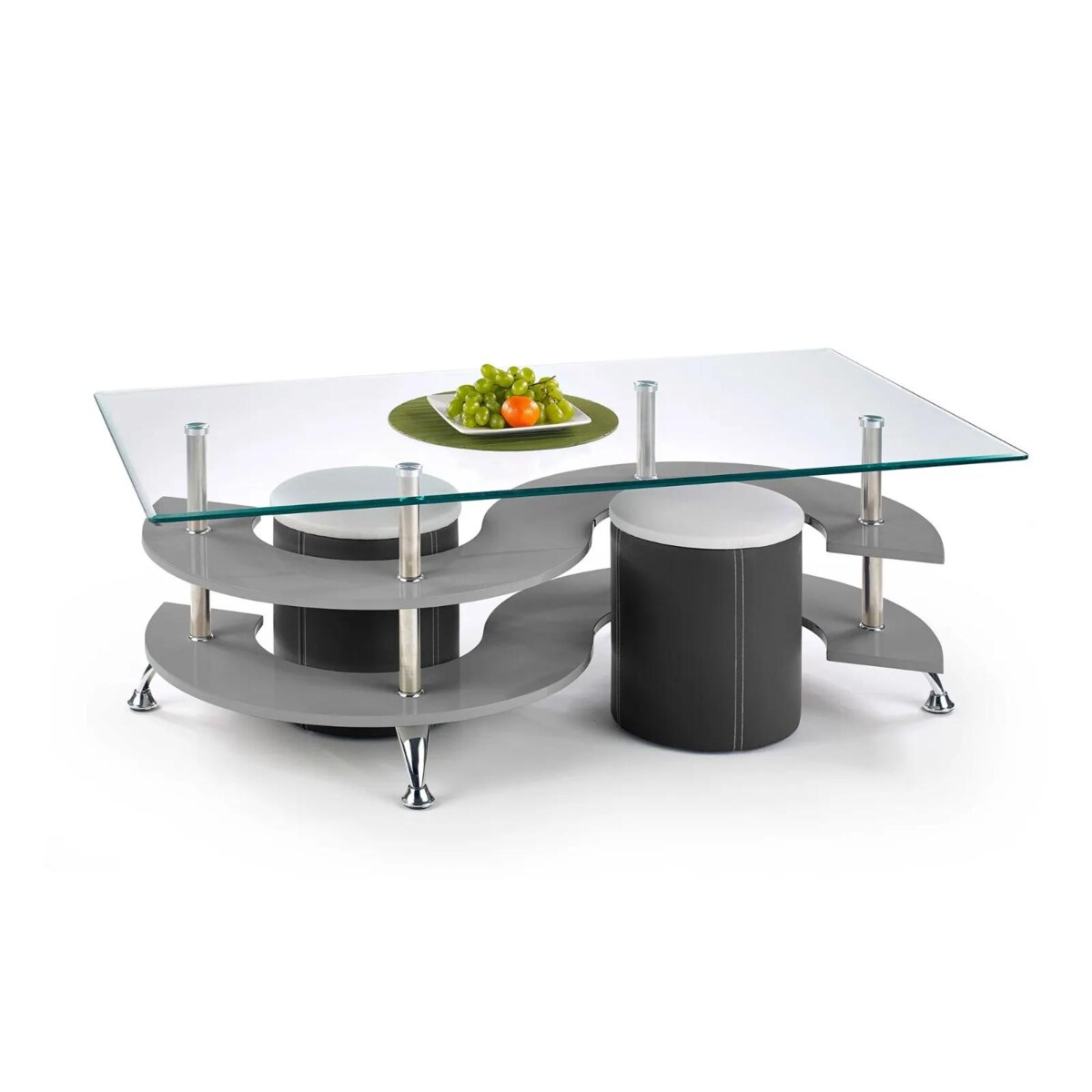 Ława NINA 5 130x70 szara z pufami