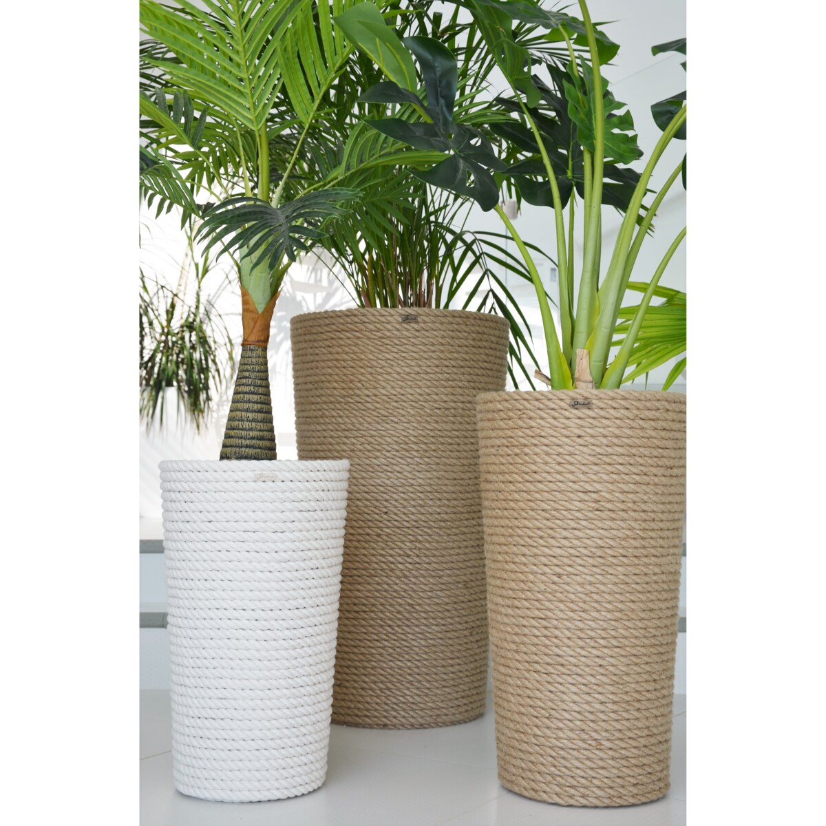 28 BOHO sznurek BIAŁA BAWEŁNA wysoka osłonka + wkład doniczka koszyk naturalny gruby sznurek LINA z trawy plecionej JUTA styl skandynawski etno loft marynistyczny wzór 28/BB16