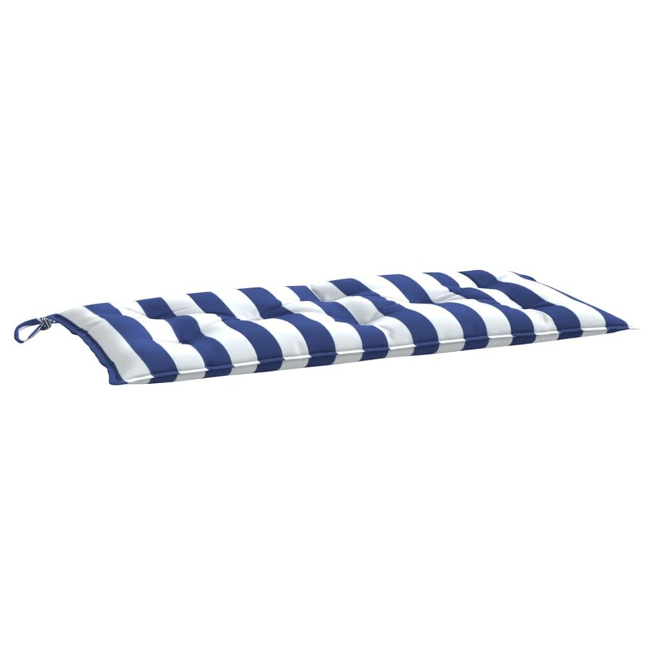 vidaXL Poduszka na ławkę ogrodową, niebiesko-białe paski, 110x50x7 cm