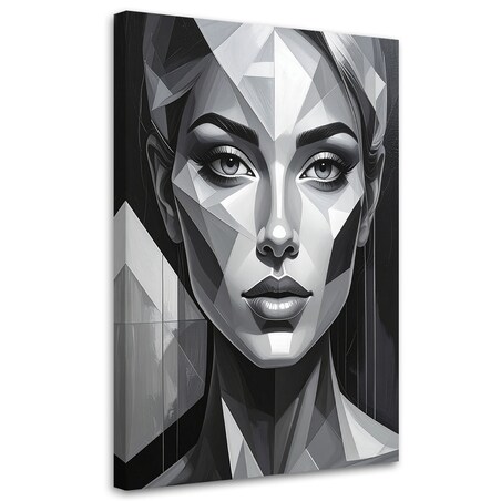 Obraz do salonu sypialni, Kobieta Geometryczny Portret czarno biały