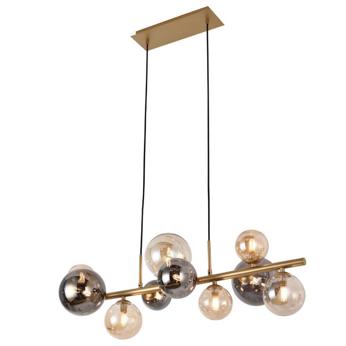 Molekułowa lampa wisząca Villa MD5918-10-EGN Zumaline nad stół szkło złoty bursztynowy szary