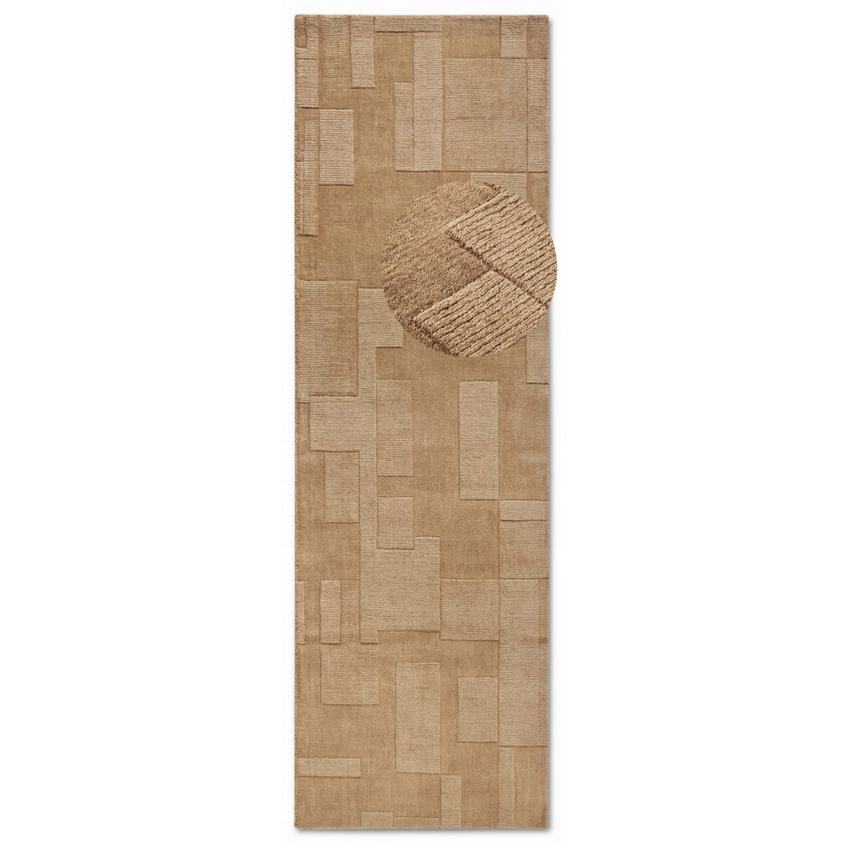 Chodnik wełniany do korytarza 80x250cm, brązowy nowoczesny wzór 3D