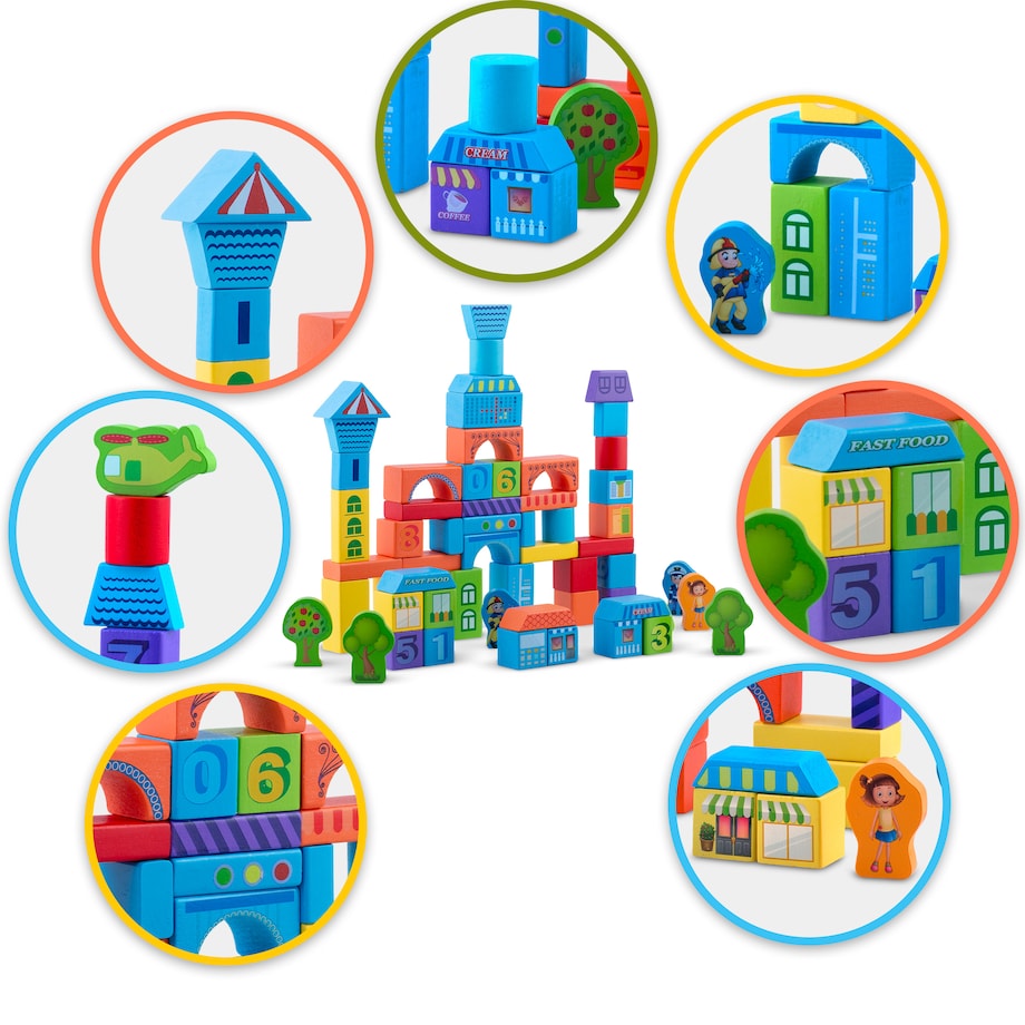 Klocki drewniane edukacyjne zestaw sorter 100 szt Ricokids