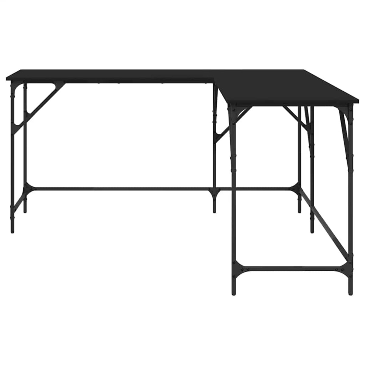 vidaXL Biurko, czarne, 149x149x75 cm, materiał drewnopochodny