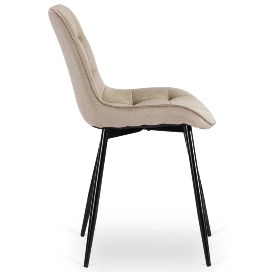 Krzesło Tapicerowane Welurowe Do Salonu Jadalni Kuchenne Beżowe CHRIS