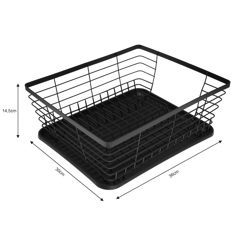 Suszarka do naczyń stojąca jednopoziomowa 36x30x14.5cm czarna KINGHOFF
