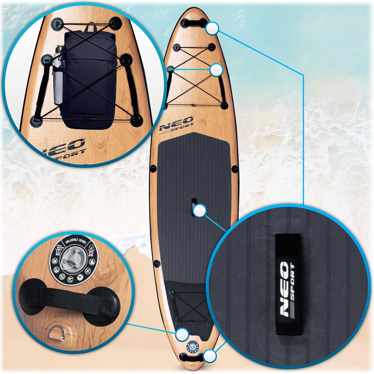 Deska SUP do pływania pompowana Paddle Aquasurf Neo-Sport 320cm ZESTAW