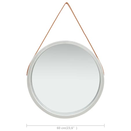 vidaXL Lustro ścienne na pasku, 60 cm, srebrne