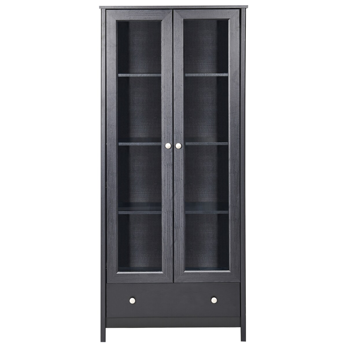 Witryna ze szklaną gablotą NORNALUP 80 cm Czarny