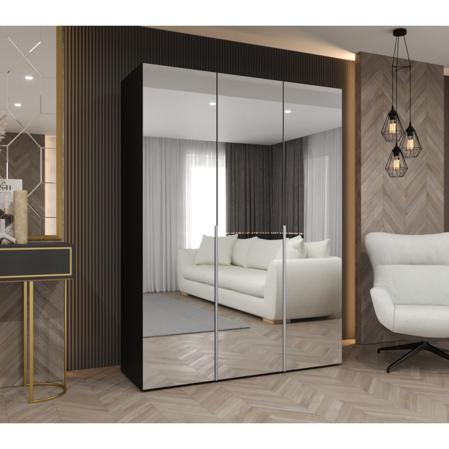 Szafa uchylna otwierana ALICANTE 3 150 wys. 202 cm Czarny + u. Kaszmir