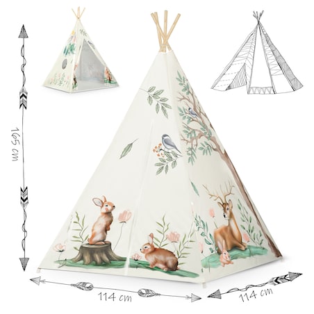 Tipi namiot dla dzieci teepee wigwam poduszka stabilizator leśne zwierzątka Nukido