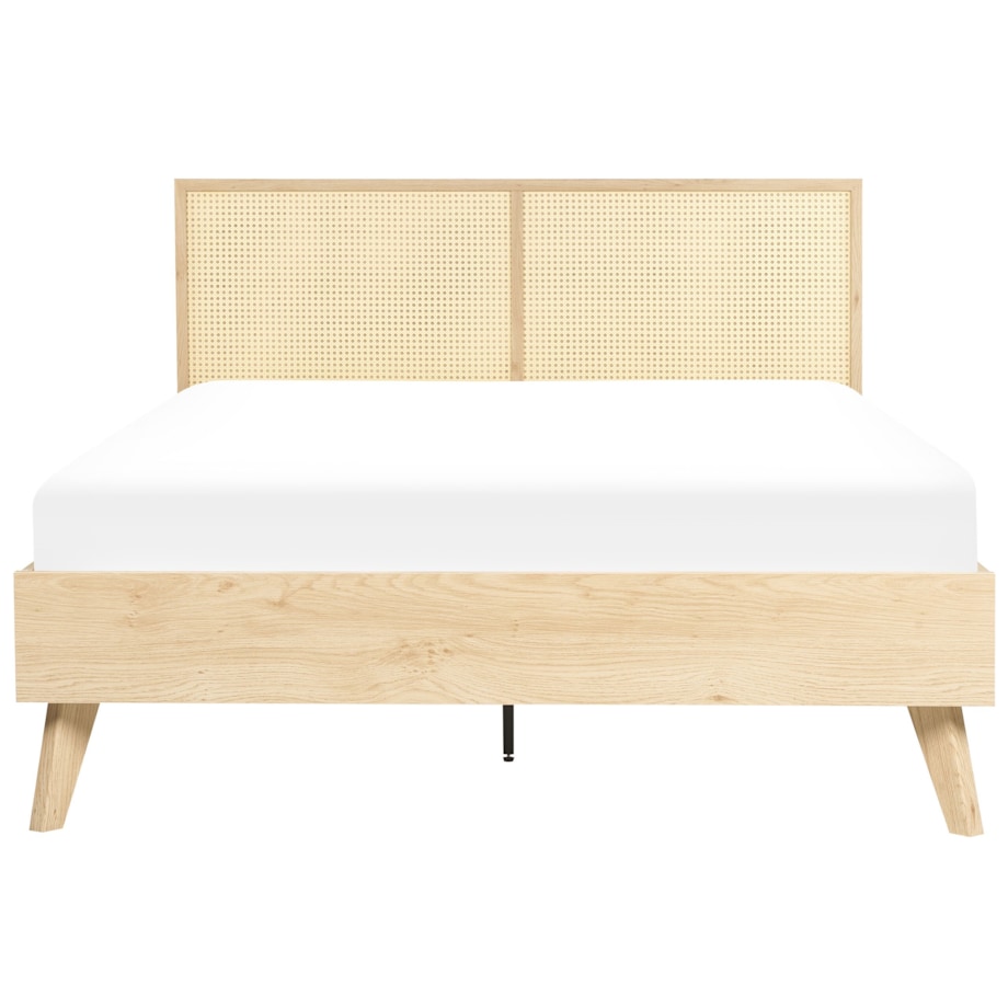 Łóżko rattanowe 140 x 200 cm jasne drewno MONPAZIER