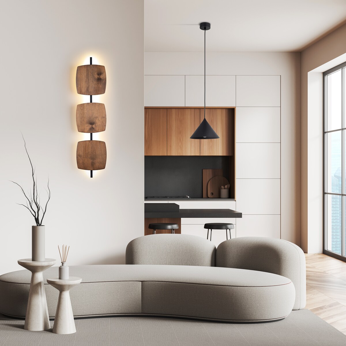 Kinkiet ścienny LED 18W TK Lighting SELVA L 11436 brązowy, 3000K, 650 lm, aluminium+drewno