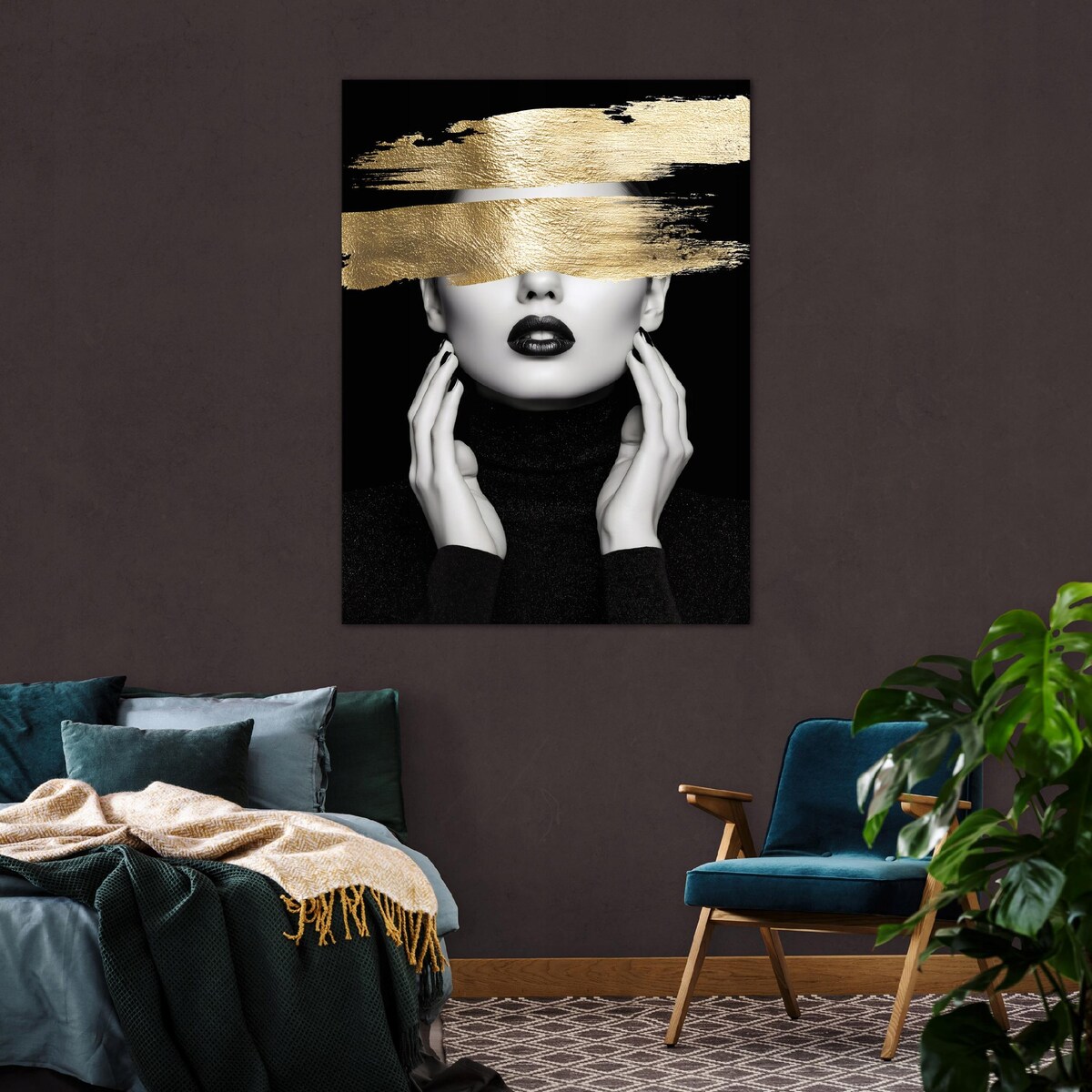 Obraz Abstrakcja Do Sypialni Salonu Na Płótnie Kobieta Glamour Czarny 40x60