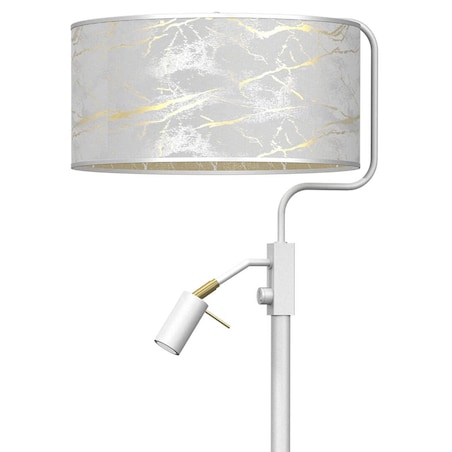 Abażurowa lampa podłogowa Senso z regulacją biała złota