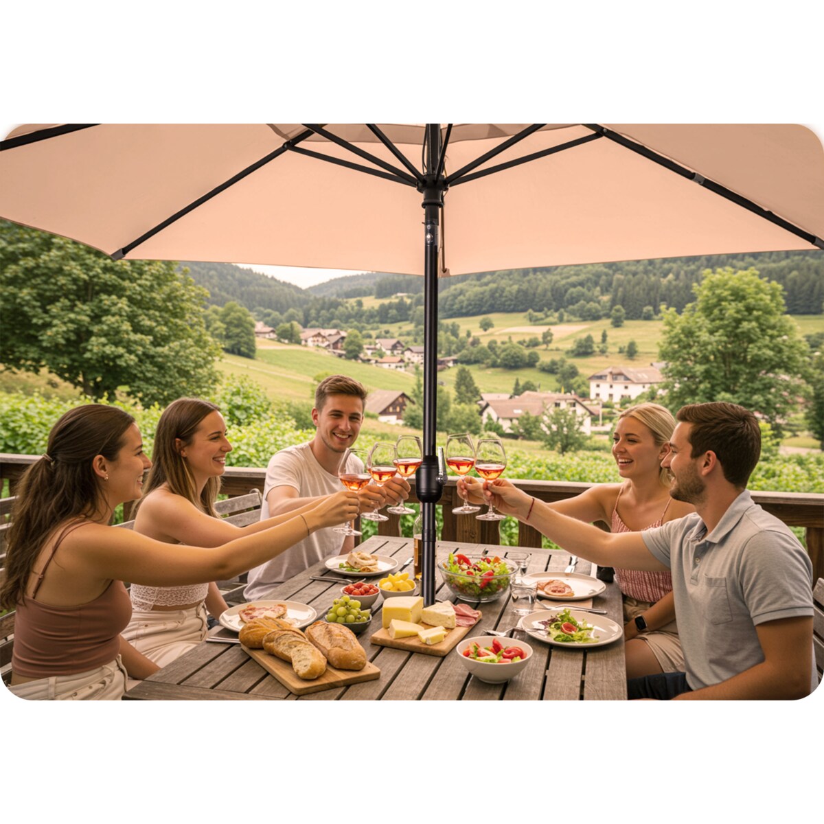 Duży parasol ogrodowy 300cm balkonowy składany + pokrowiec Plonos